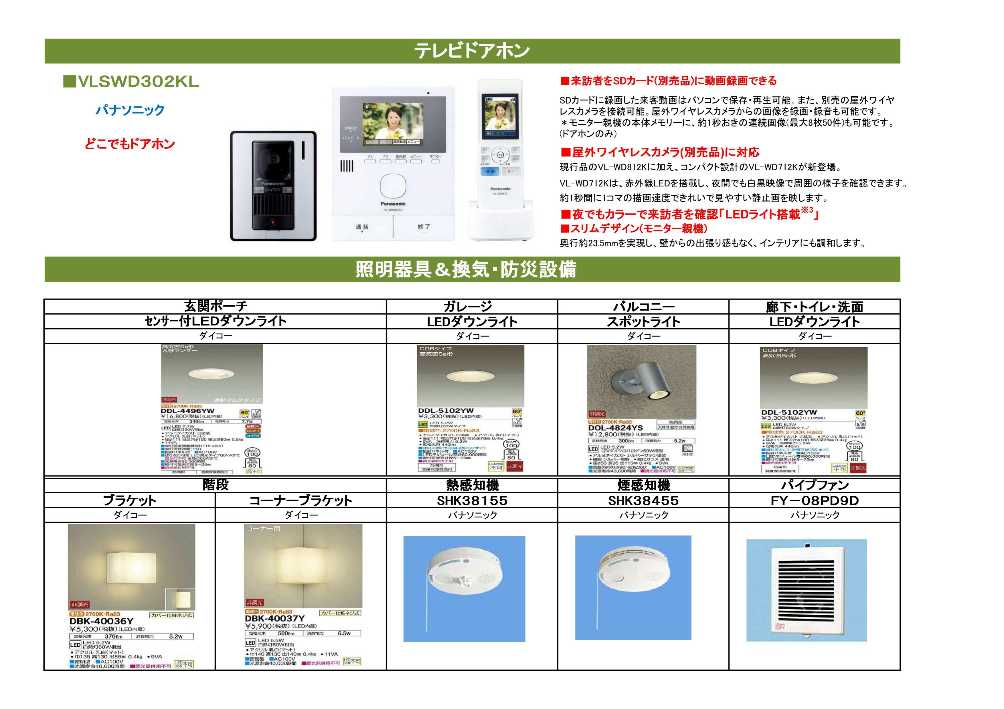 テレビドアホン・照明器具&換気・防災設備